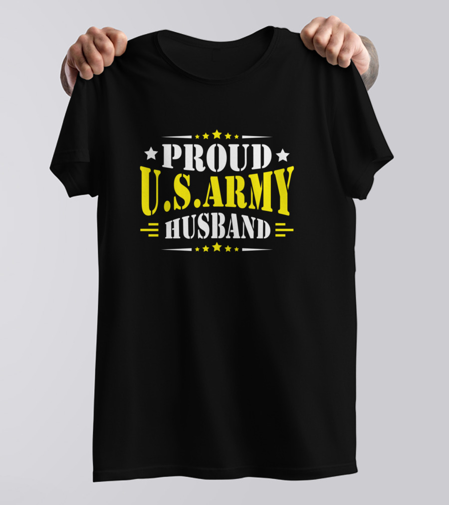 Proud U.S. Army Husband Military Pride Patriotic Stars T-Shirt