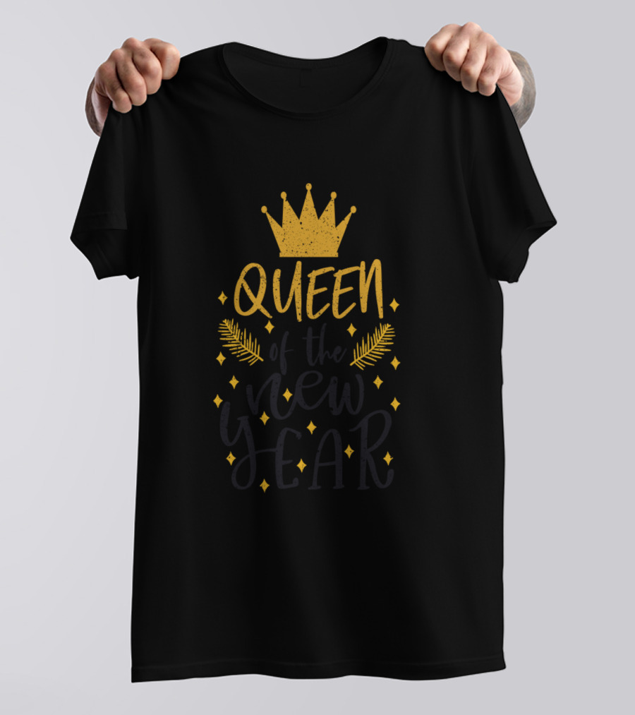 Queen Of The New Year Eve Cute Womens Holidays Celebration Crown Sparkles T-Shirt