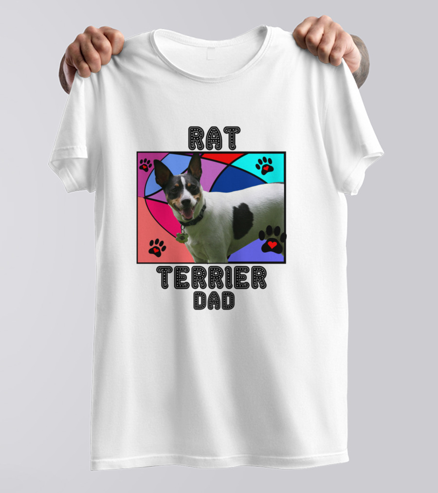 Rat Terrier Dad Paw Print Heart T-Shirt