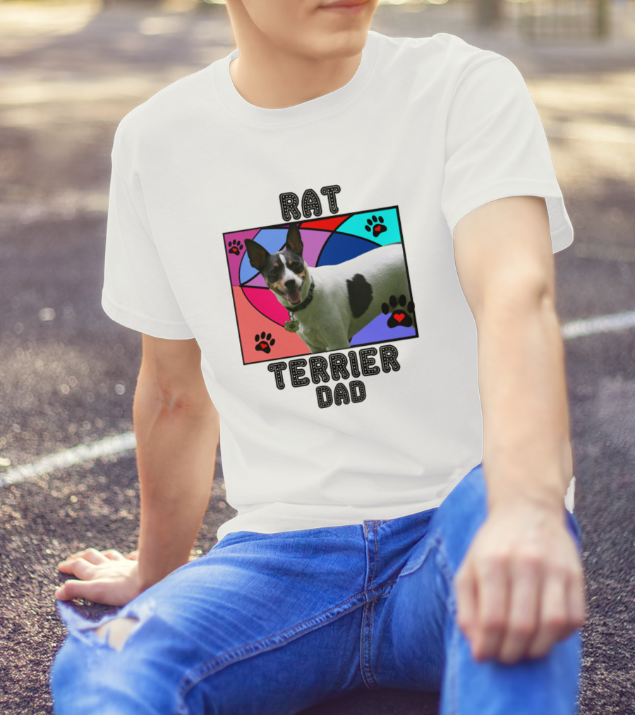 Rat Terrier Dad Paw Print Heart T-Shirt