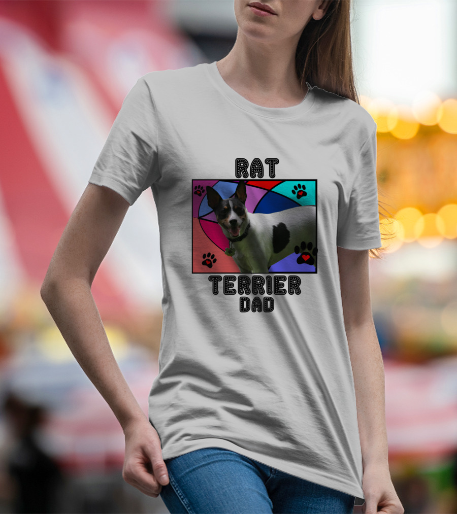Rat Terrier Dad Paw Print Heart T-Shirt