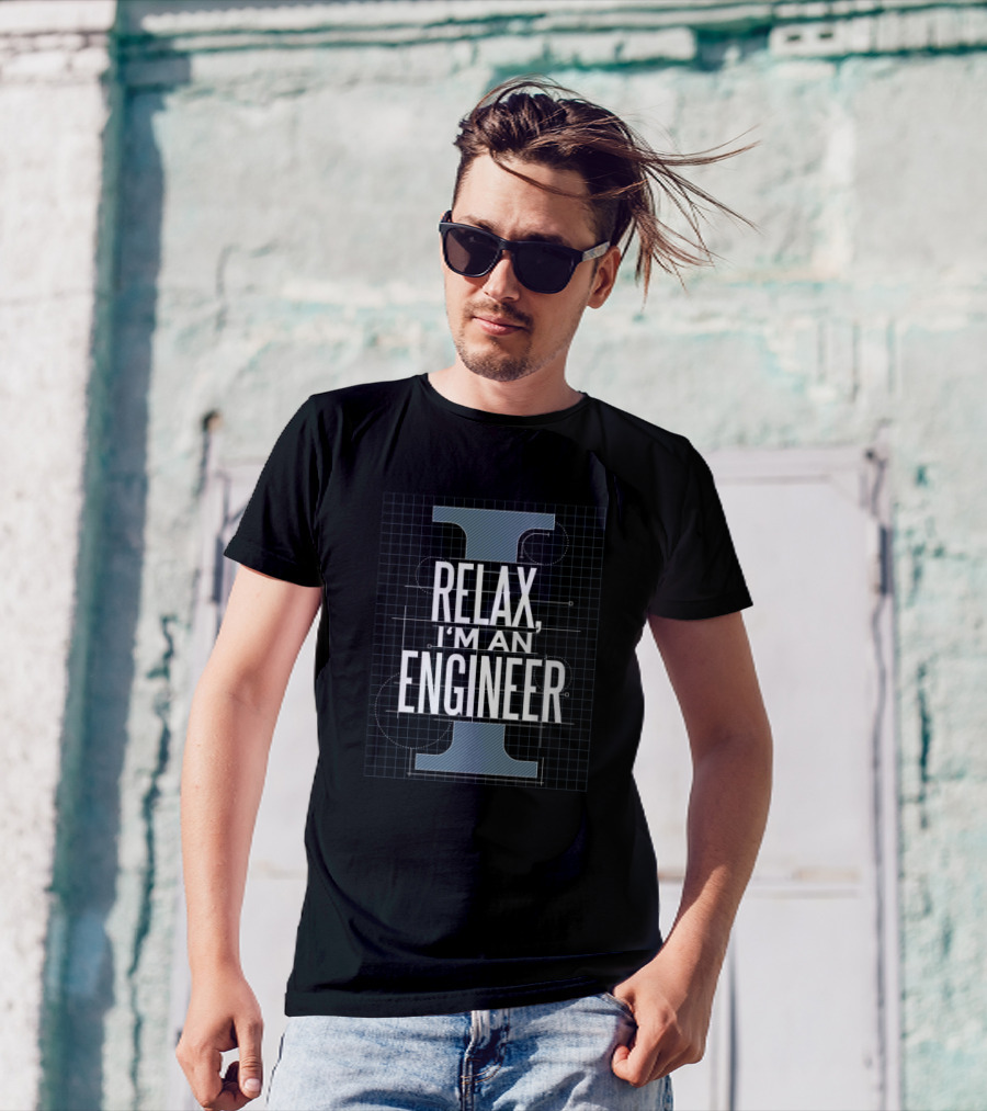 RELAX I'M AN ENGINEER Blueprint Grid T-Shirt