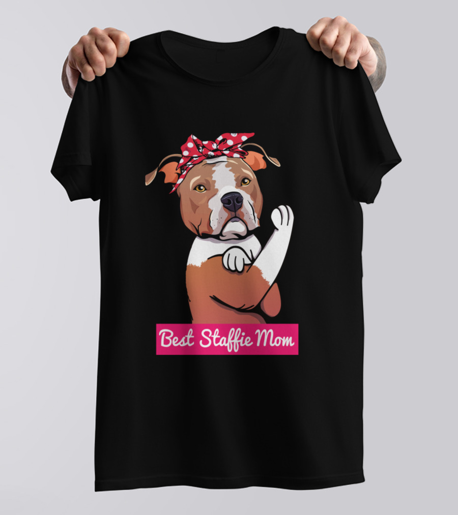 Best Staffie Mom Retro American Staffordshire Terrier Dog T-Shirt