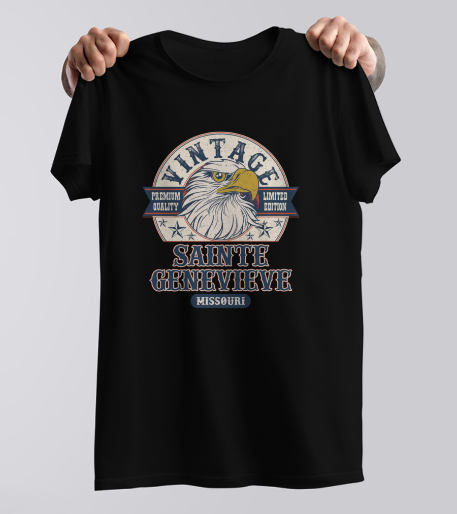 Vintage Eagle Graphic Sainte Genevieve Missouri Premium Quality T-Shirt