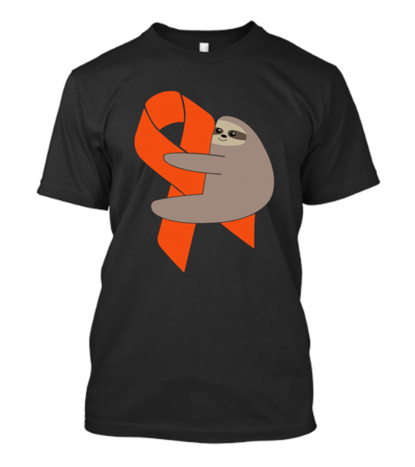 Sloth Hugging Orange Ribbon Multiple Sclerosis Awareness T-Shirt