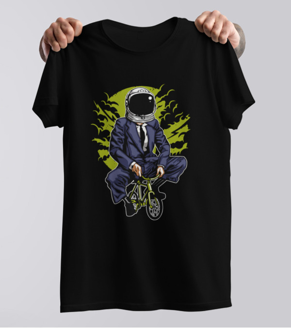 Space Bike To The Moon Astronaut Cosmonaut In Suit T-Shirt