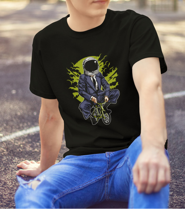 Space Bike To The Moon Astronaut Cosmonaut In Suit T-Shirt