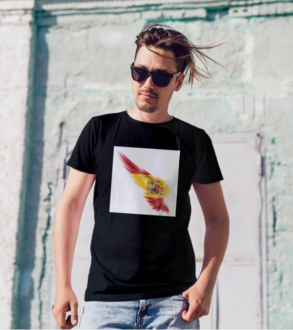 Spain Flag Wing Brushstroke Emblem T-Shirt