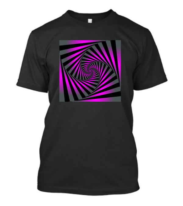 Striped Optical Pink And Black Swirl T-Shirt