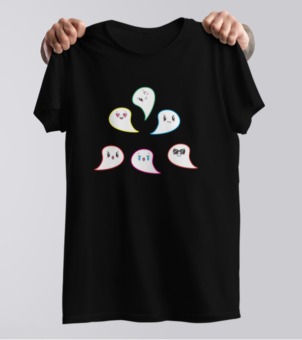 Too Many Spirits Cute Ghost Emoji Expressions Collection T-Shirt