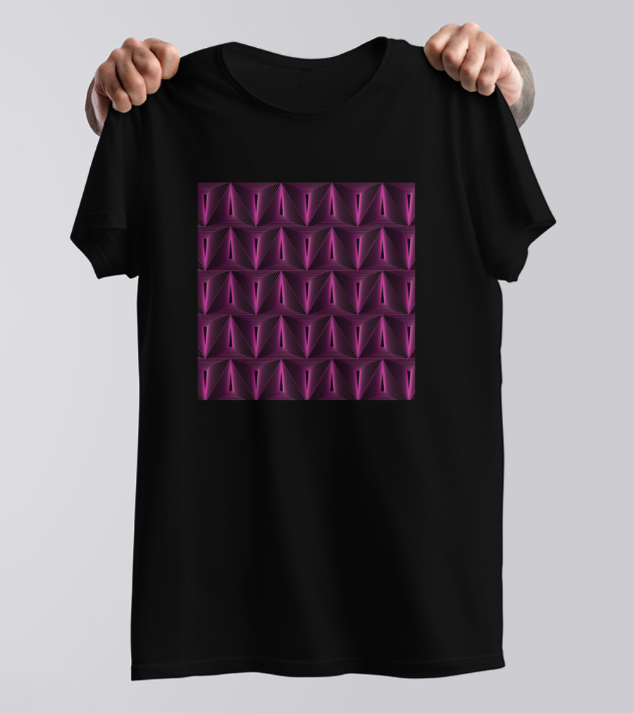 Triangular Optical Geometric Vibrant Purple T-Shirt