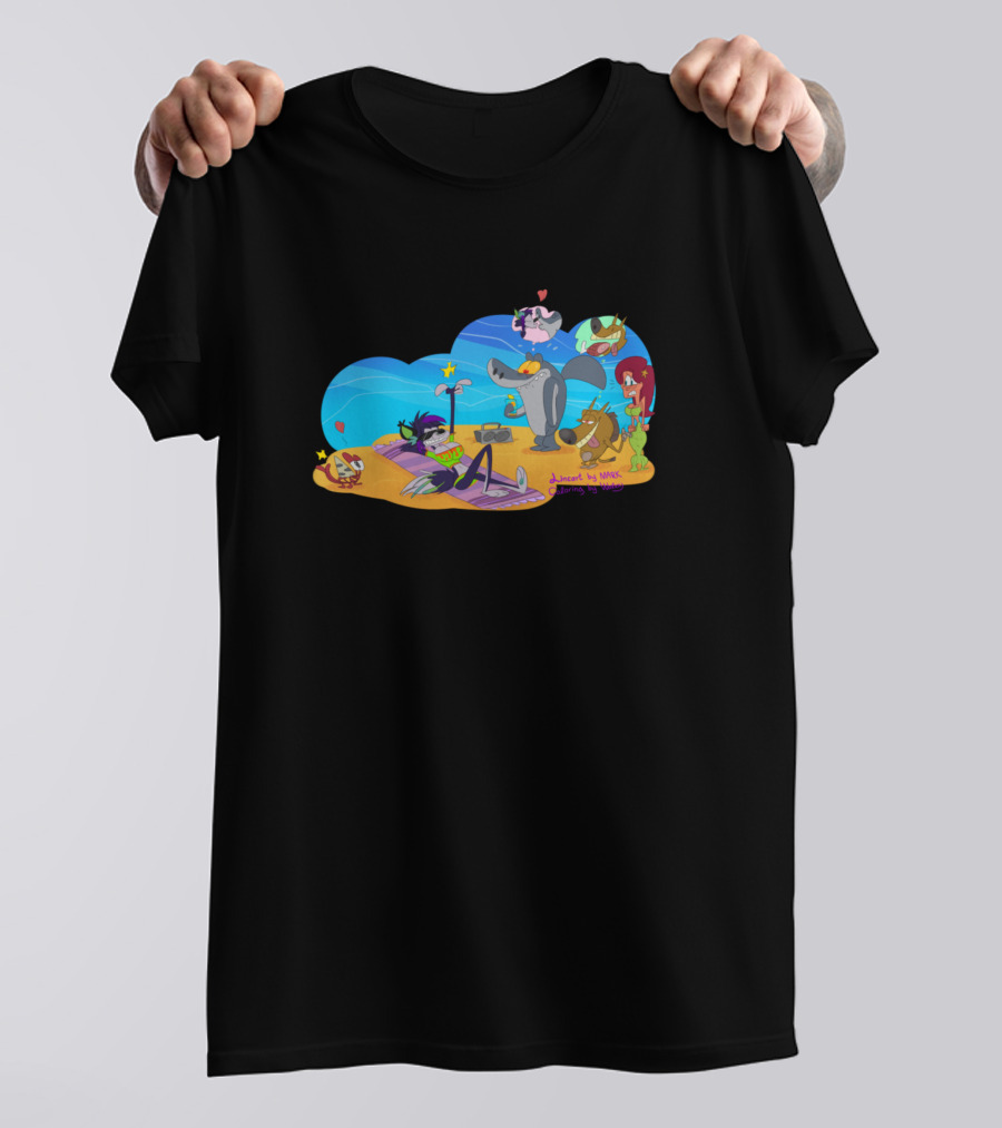 Zig And Sharko Beach Fun Cartoon Characters By Naoko T-Shirt
