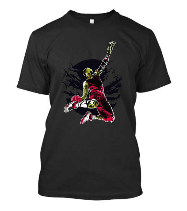 Zombie Basketball Player Slam Dunking With Brain In Hand T-Shirt