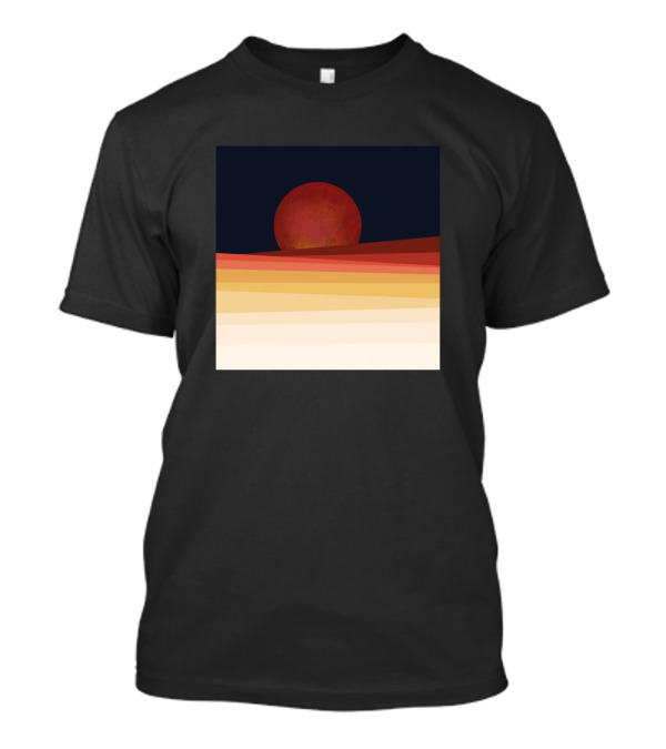 Red Moon Desert Landscape Horizon Sunset T-Shirt