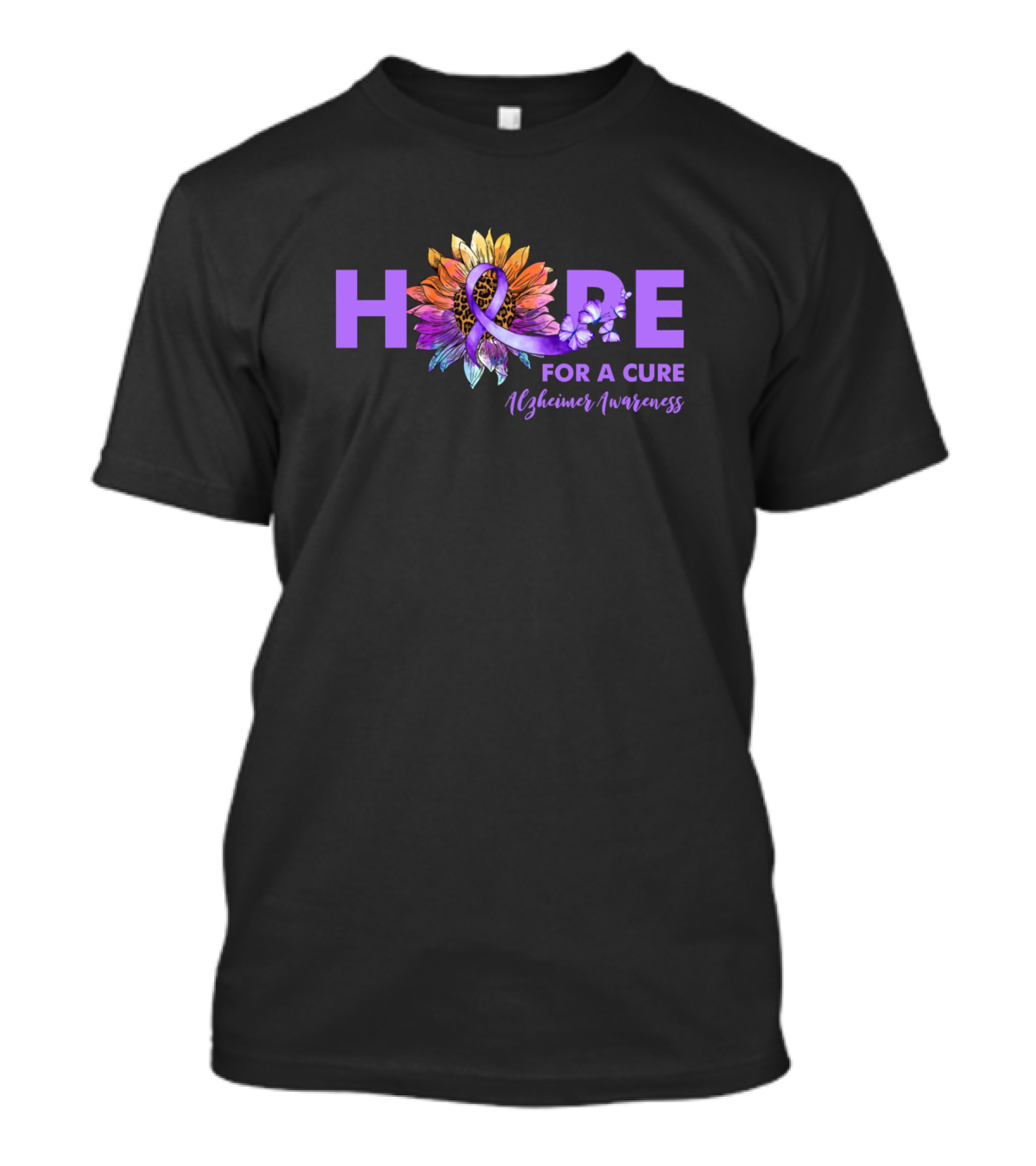 HOPE For A Cure Alzheimer Awareness Purple Ribbon Sunflower T-Shirt