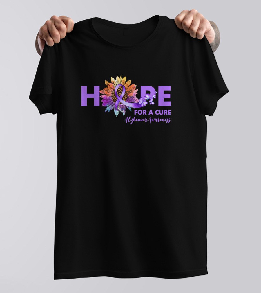 HOPE For A Cure Alzheimer Awareness Purple Ribbon Sunflower T-Shirt