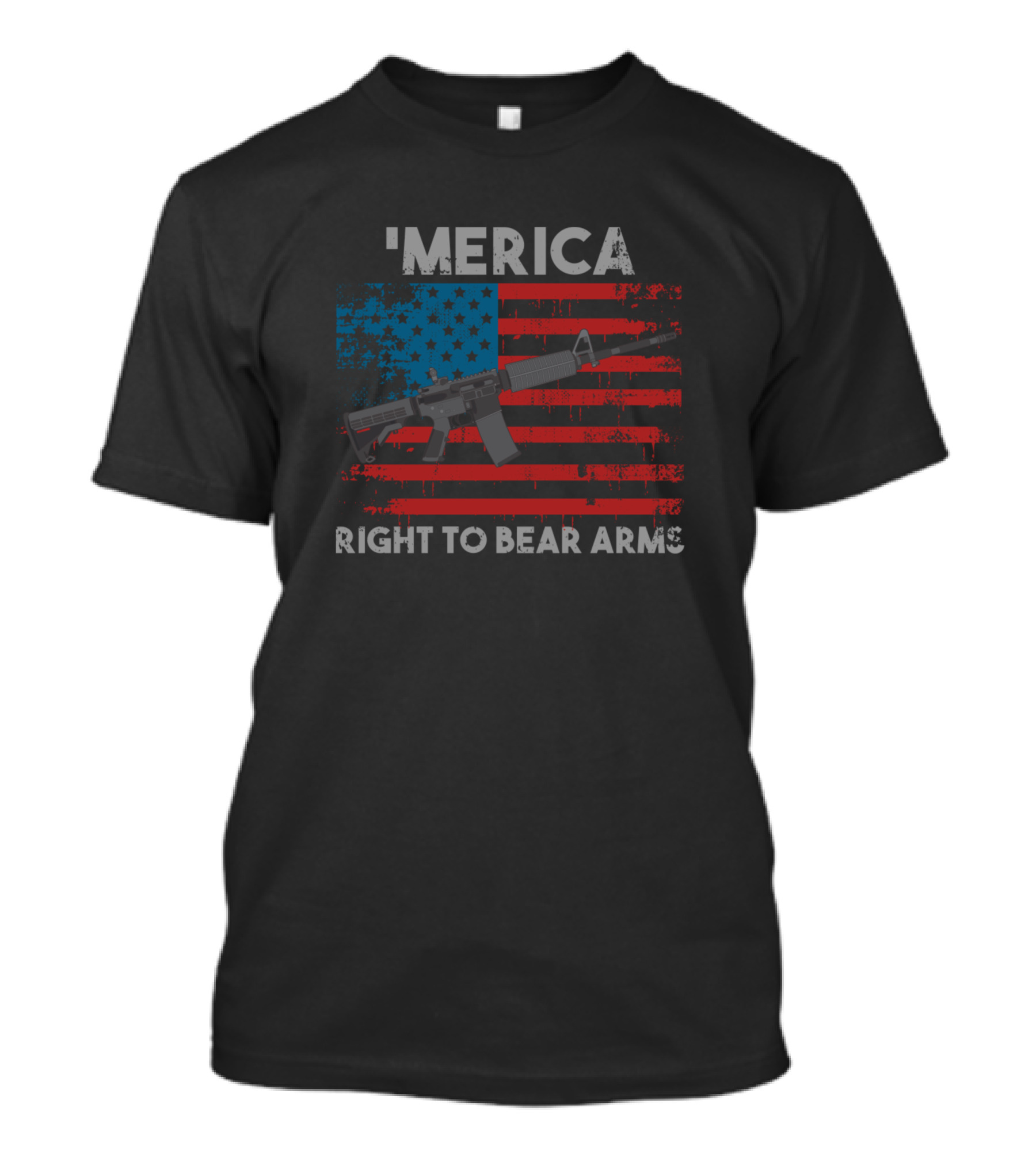 'Merica Right To Bear Arms American Flag Gun T-Shirt