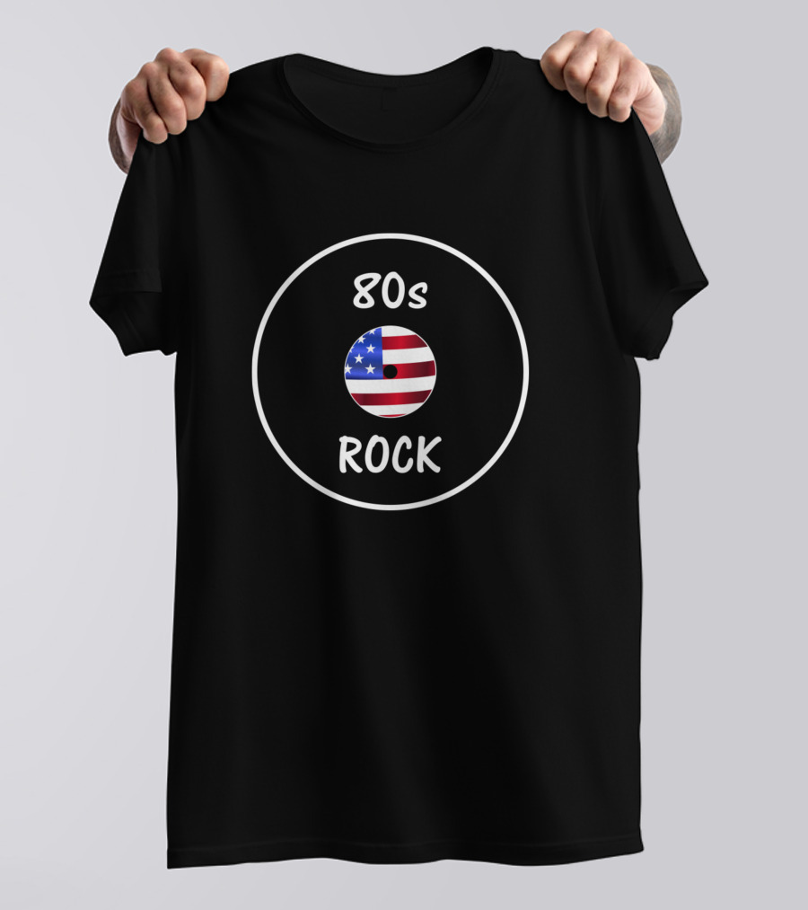 80s Rock American Flag Vinyl Record T-Shirt
