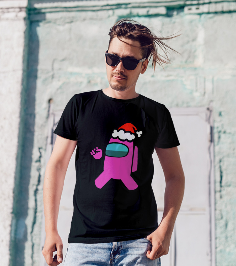 Among Us Character With Santa Hat Holiday T-Shirt