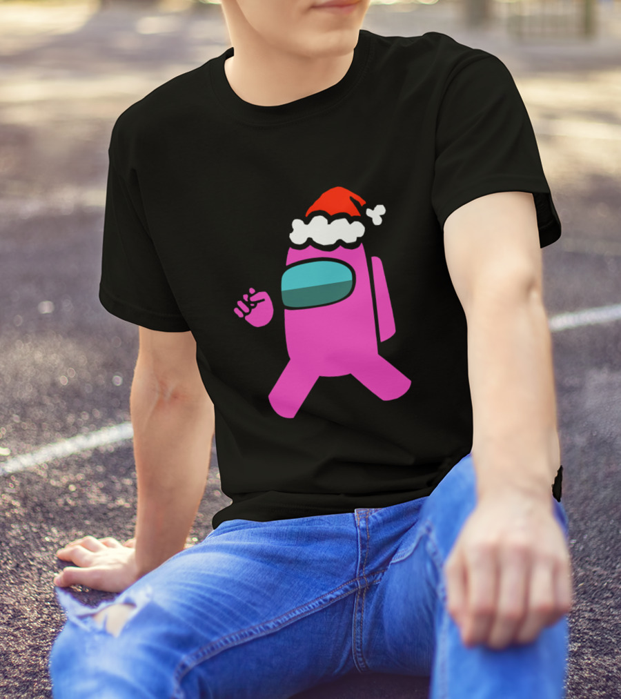 Among Us Character With Santa Hat Holiday T-Shirt