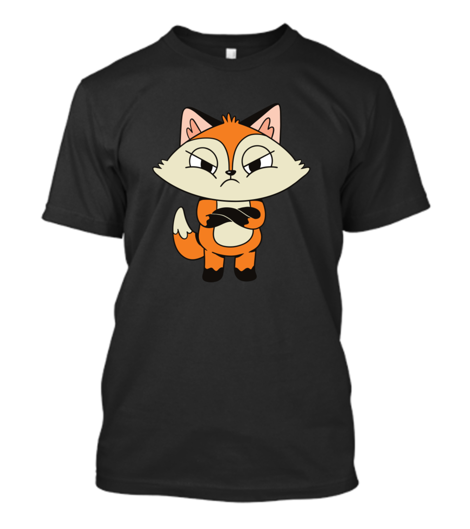 Angry Fox Crossed Arms Cartoon Character T-Shirt