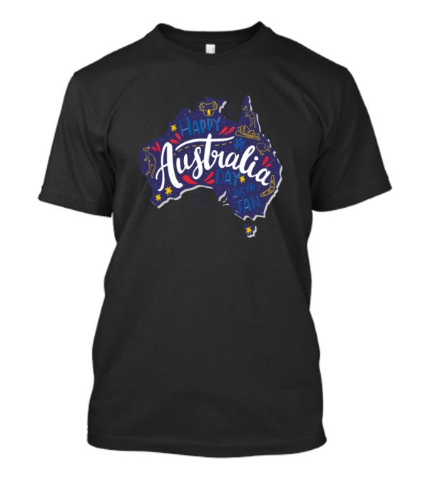 Happy Australia Day 26th Jan Map T-Shirt