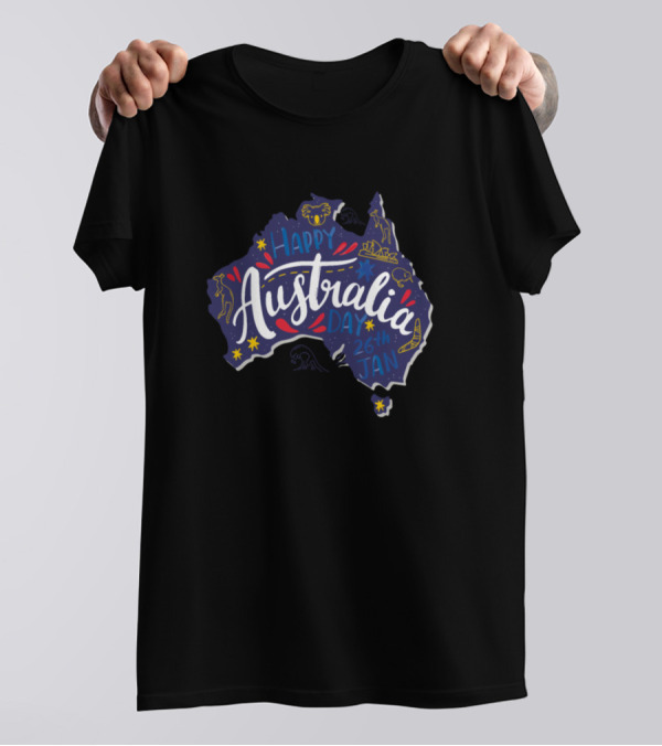 Happy Australia Day 26th Jan Map T-Shirt