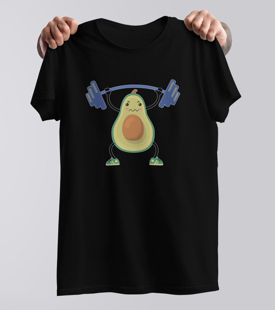 Avocado Athlete Lifting Weights For Plant Powered Vega Enthusiasts T-Shirt
