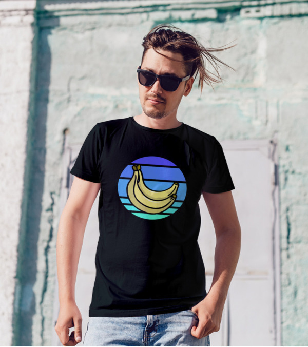 Bananas Tropical Retro Sunset Stripes T-Shirt