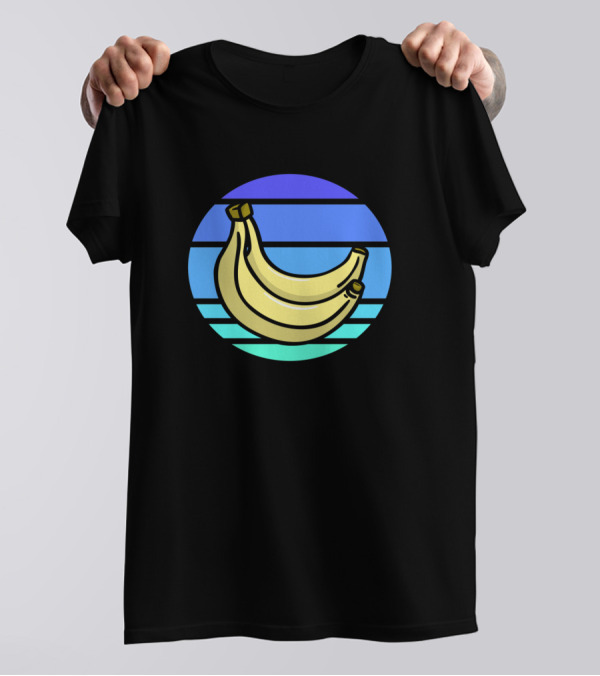 Bananas Tropical Retro Sunset Stripes T-Shirt