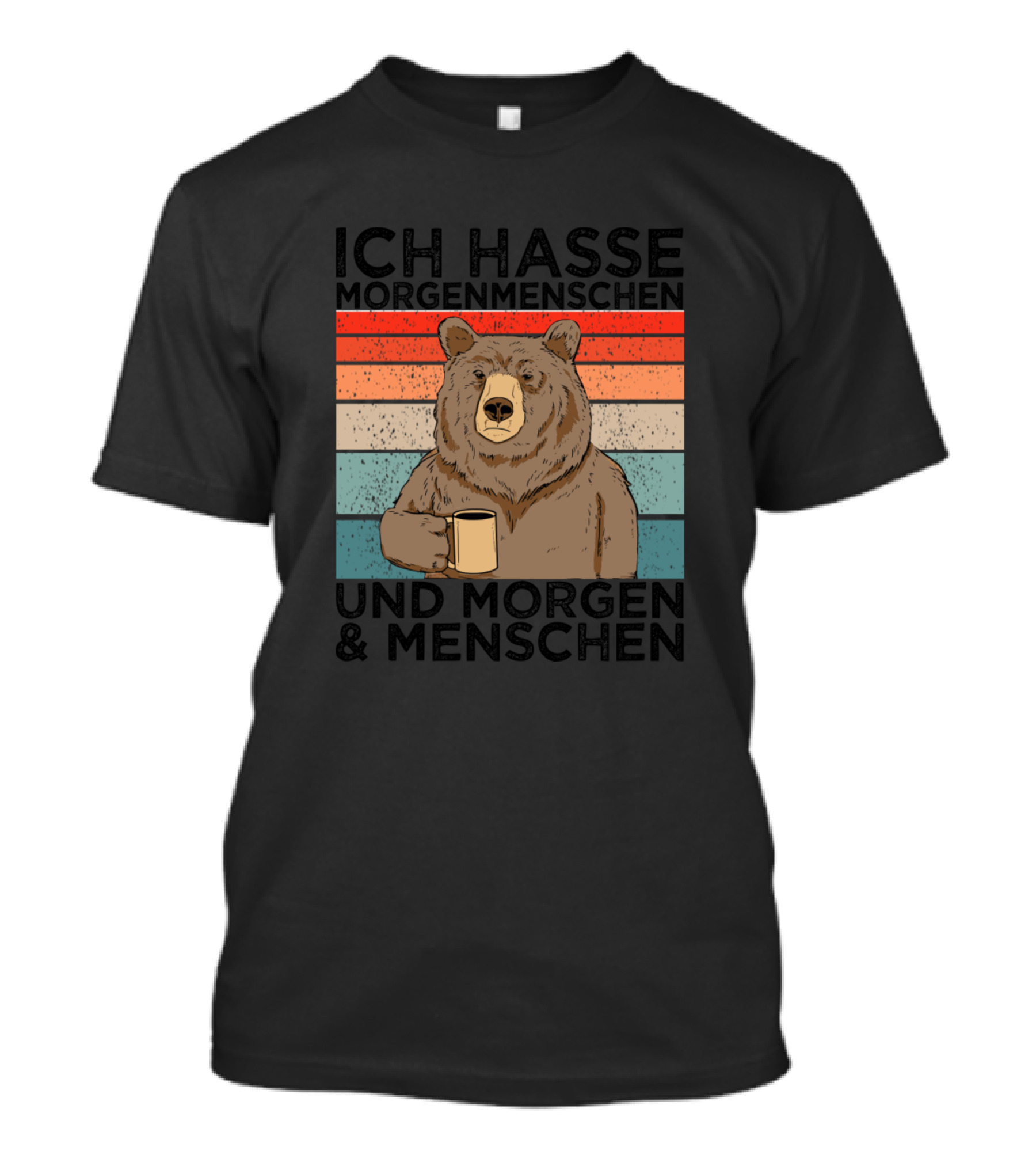 Bear Ich Hasse Morgenmenschen Kaffee Retro Vintage Look T-Shirt
