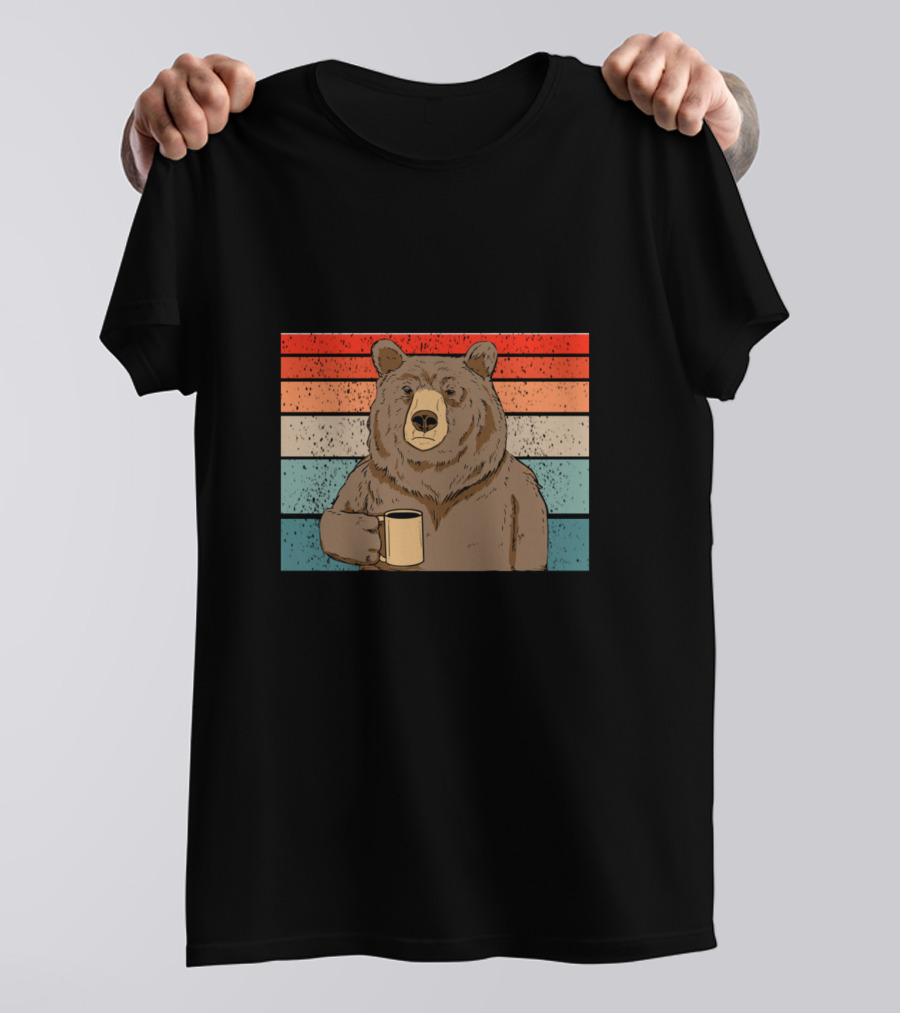 Bear Ich Hasse Morgenmenschen Kaffee Retro Vintage Look T-Shirt