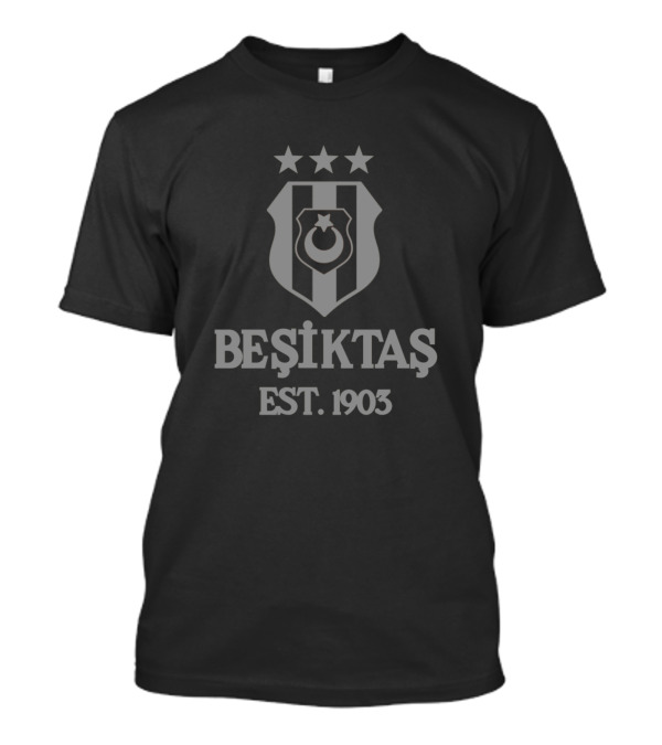 BEŞİKTAŞ EST. 1903 Logo Three Stars Grey T-Shirt