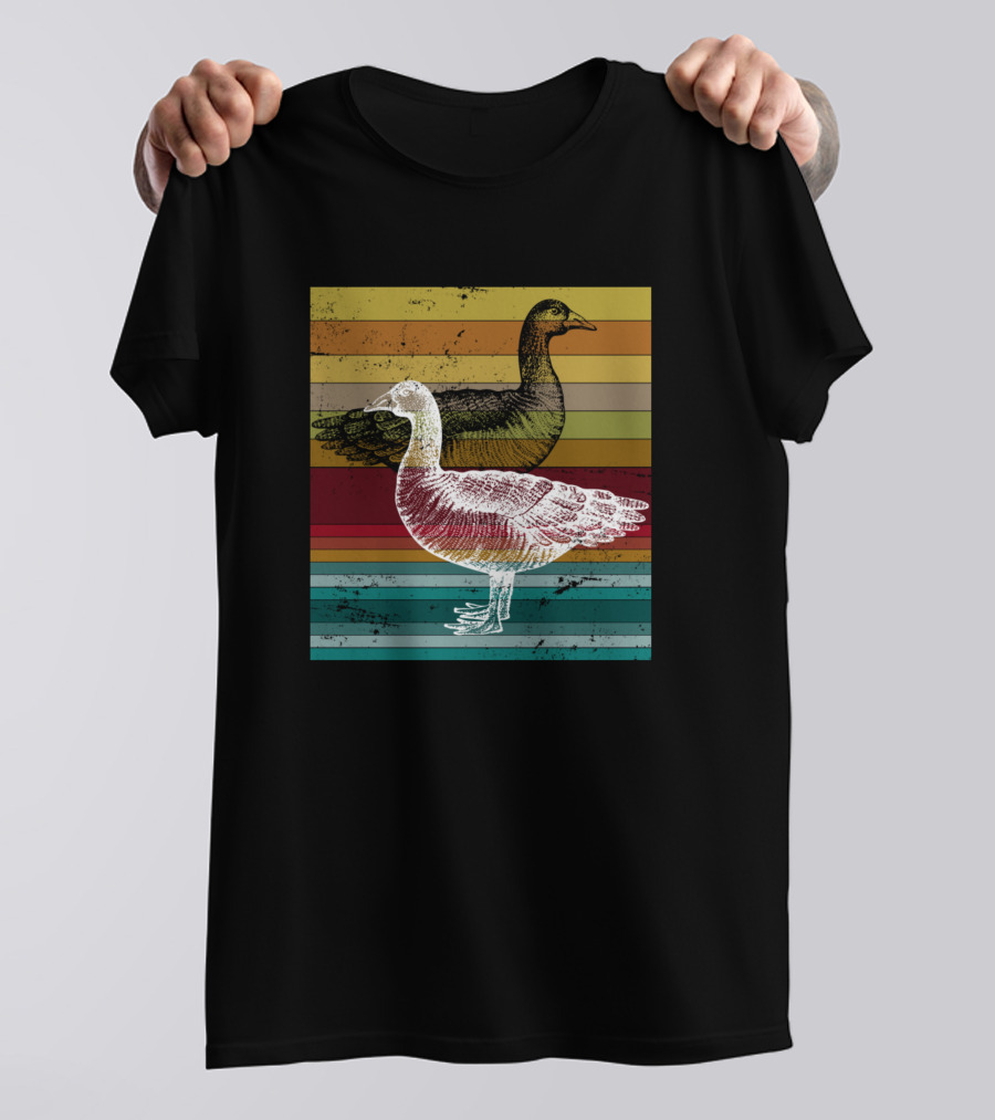Colorful Goose Retro Stripes T-Shirt