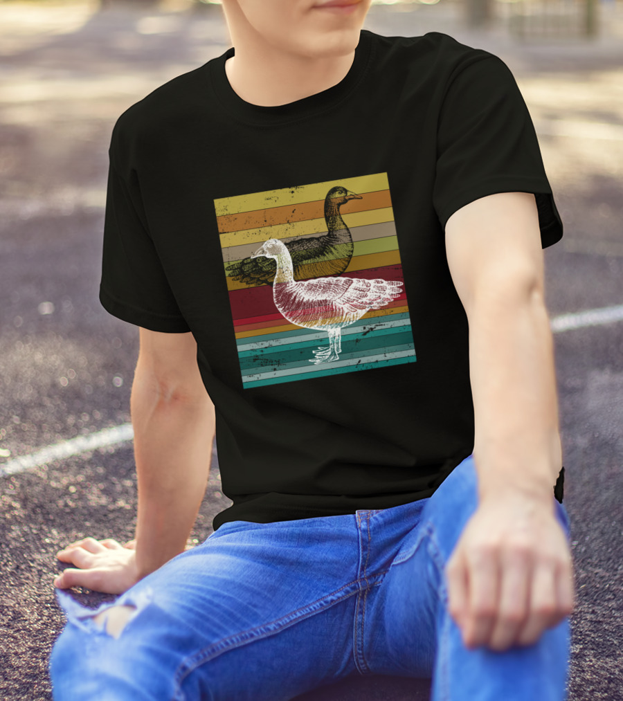 Colorful Goose Retro Stripes T-Shirt