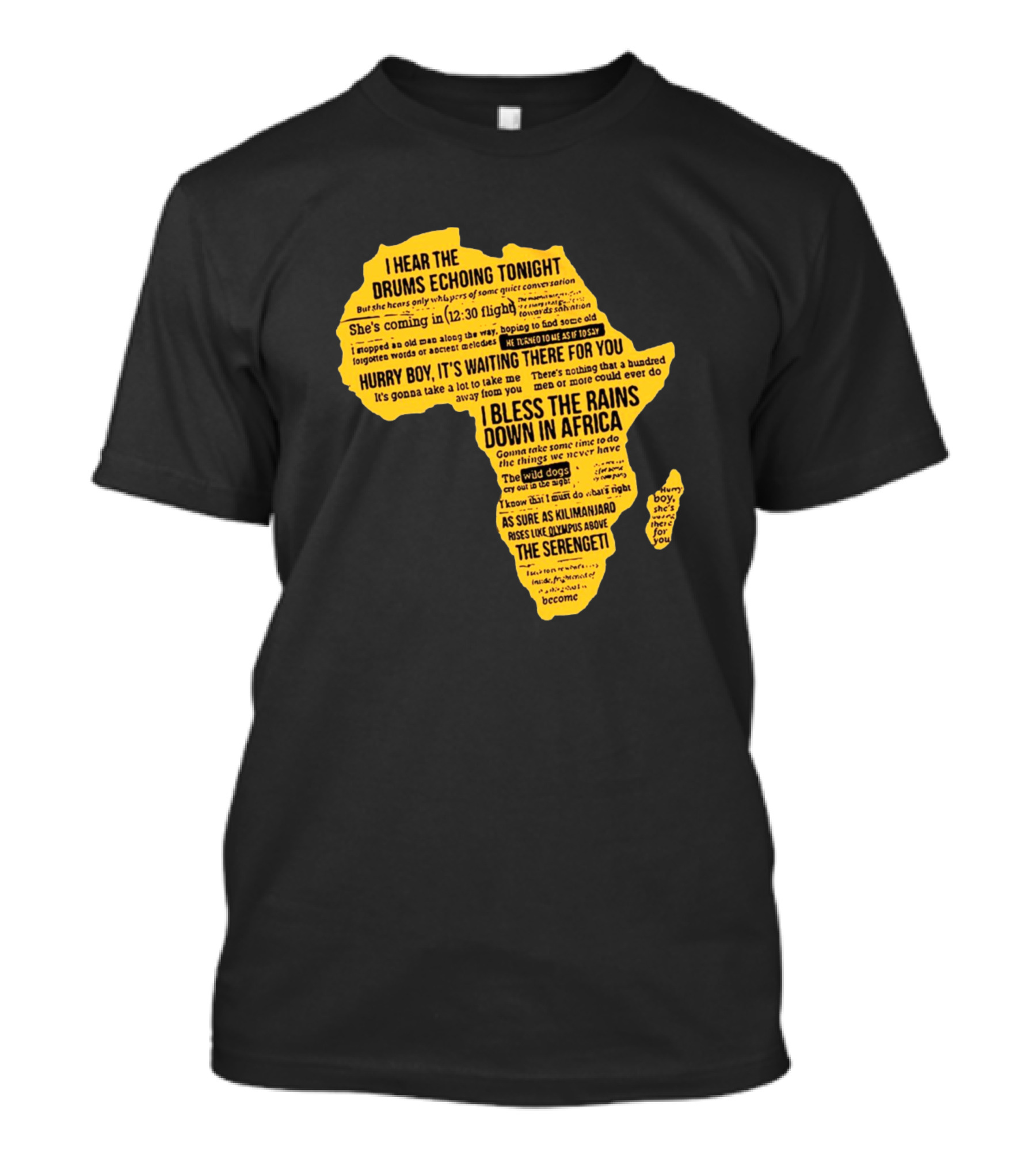 I Bless The Rains Down In Africa Toto Lyrics Map T-Shirt