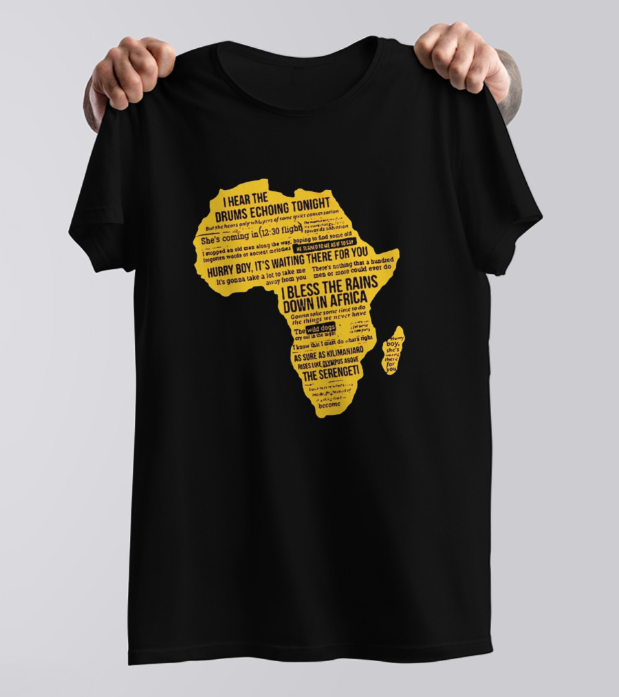 I Bless The Rains Down In Africa Toto Lyrics Map T-Shirt