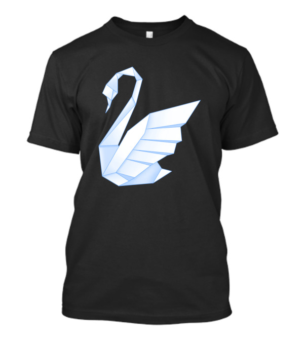 Blue Origami Swan Iconic Minimalist Fold T-Shirt