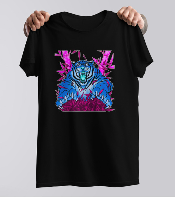 Blue Tiger Vibrant Jungle Roar T-Shirt