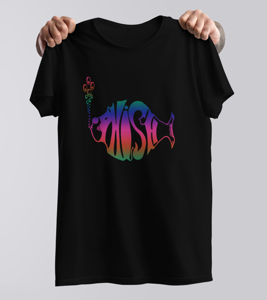 Bowersj Phish Band Rainbow Fish Shape T-Shirt