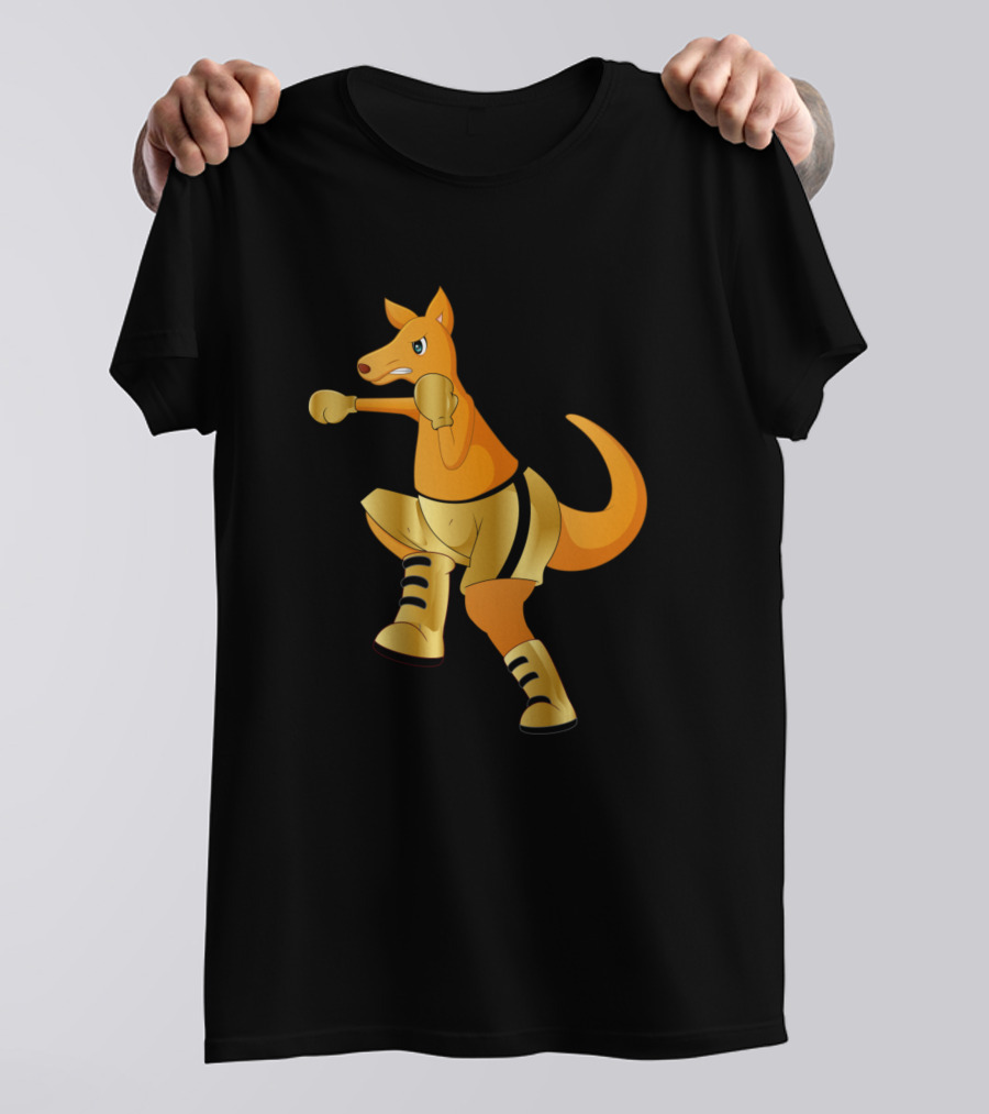 Boxing Kangaroos Golden Shine Fierce Punching Action T-Shirt