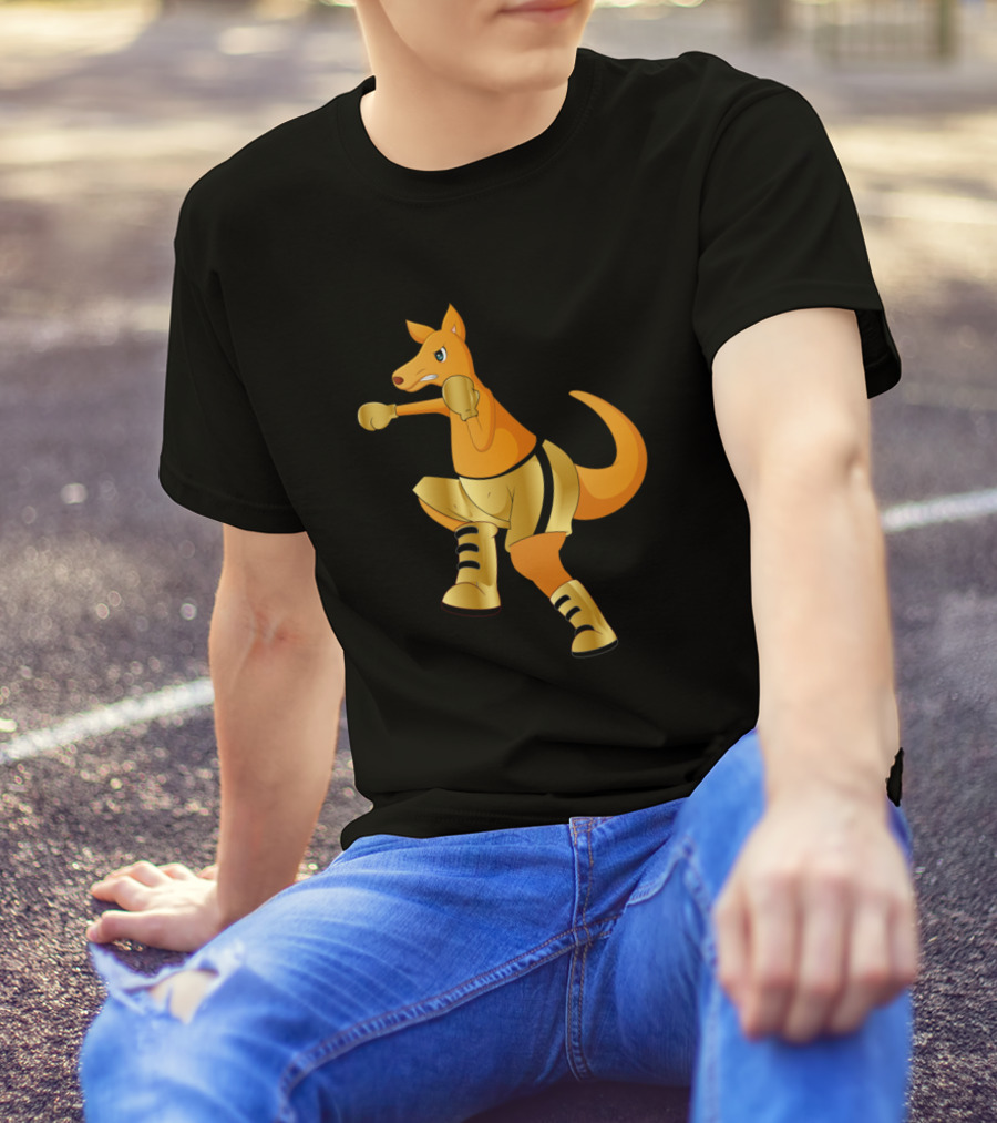 Boxing Kangaroos Golden Shine Fierce Punching Action T-Shirt