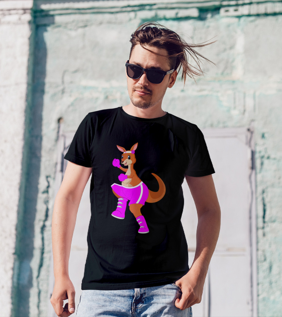Boxing Kangaroos Pink Lightning Kangaroo In Pink Boxing T-Shirt