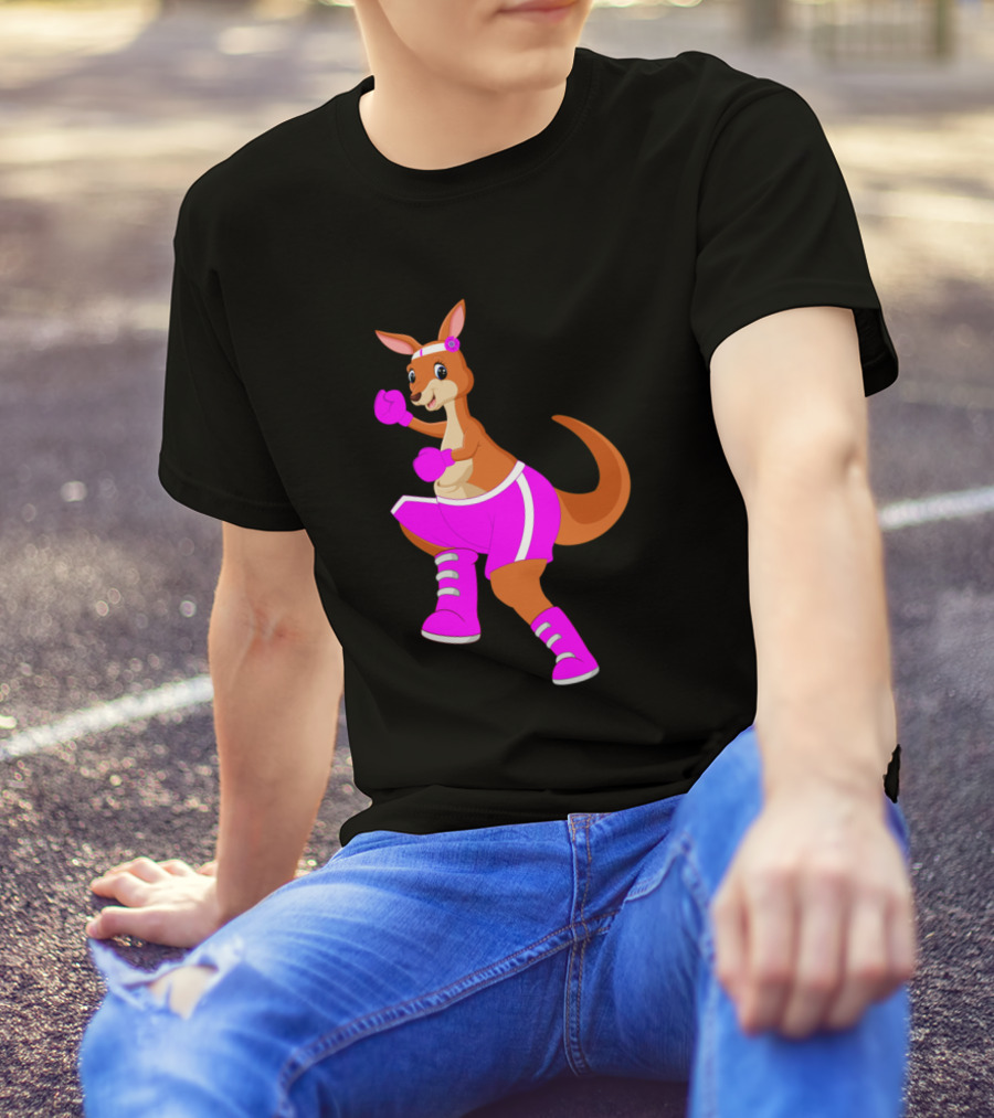 Boxing Kangaroos Pink Lightning Kangaroo In Pink Boxing T-Shirt