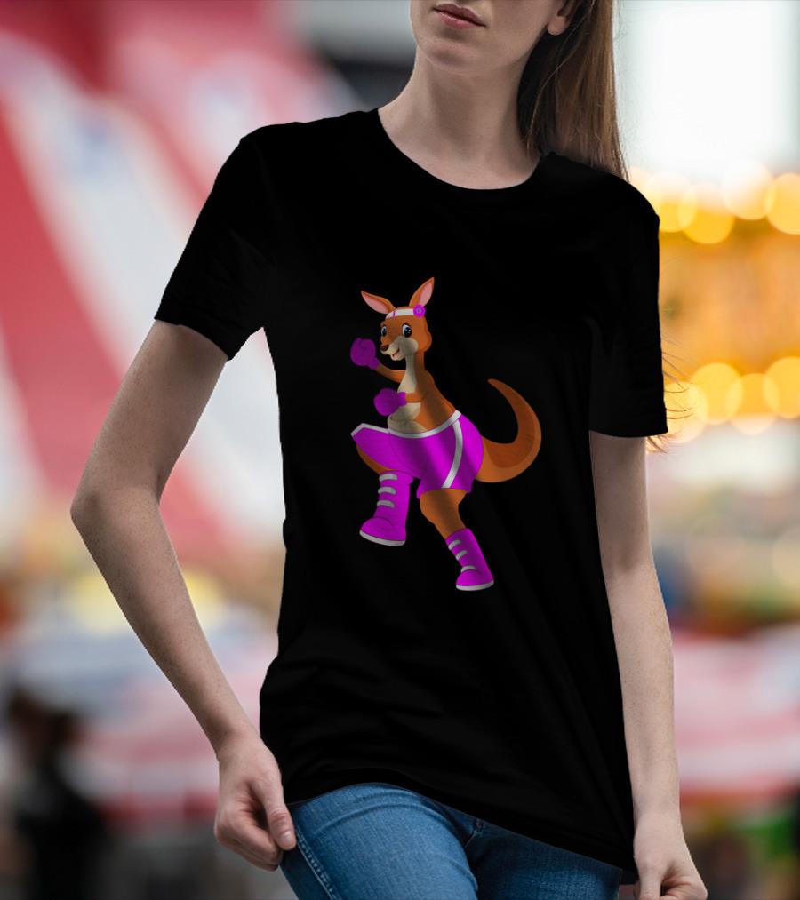 Boxing Kangaroos Pink Lightning Kangaroo In Pink Boxing T-Shirt