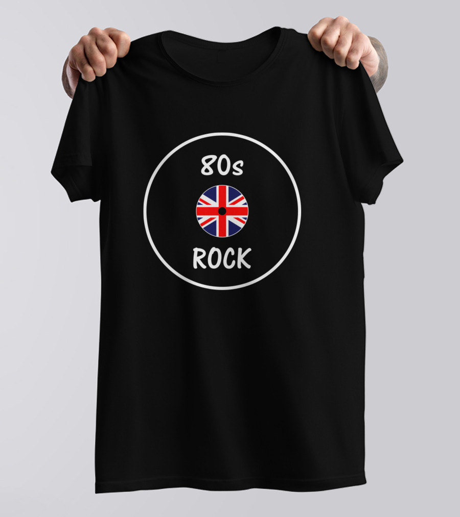 80s Rock British Flag Vinyl Record T-Shirt