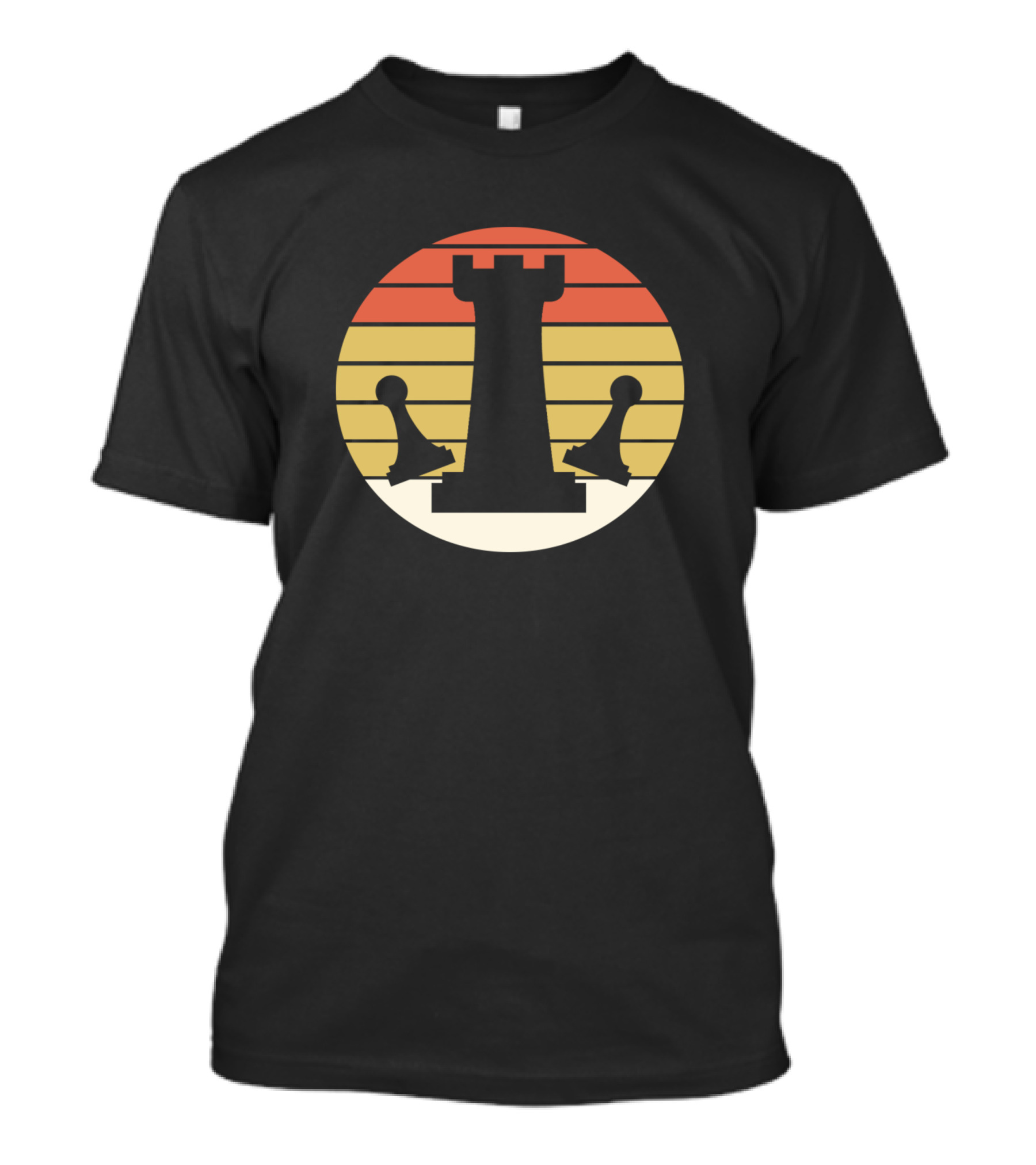 Chess Lover Retro Sunset Chess Pieces T-Shirt
