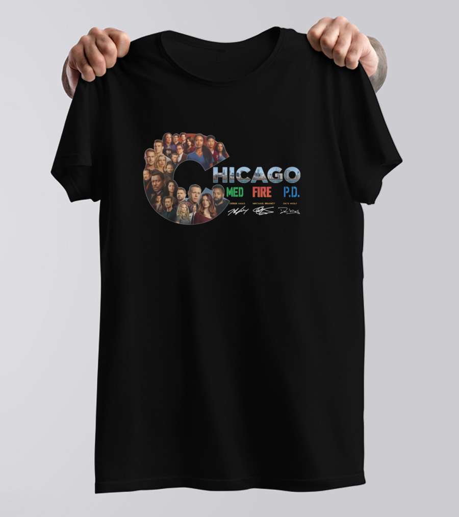 Chicago Med Fire P.D. Cast Collage Signatures T-Shirt