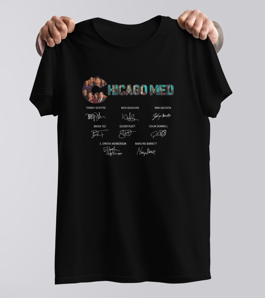 Chicago Med Cast Signatures And Group Photo T-Shirt
