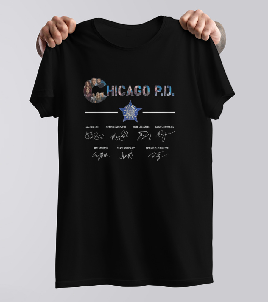 Chicago P.D. Cast Signatures Chicago Police Badge T-Shirt